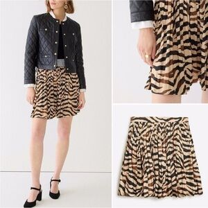 J. Crew Featherweight Satin Mini Skirt in Zebra Stripe Size 2 NWT